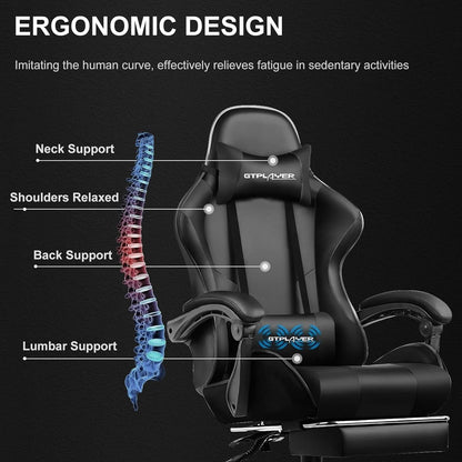 Gaming Chair With Footrest And Lumbar Support Ergonomic